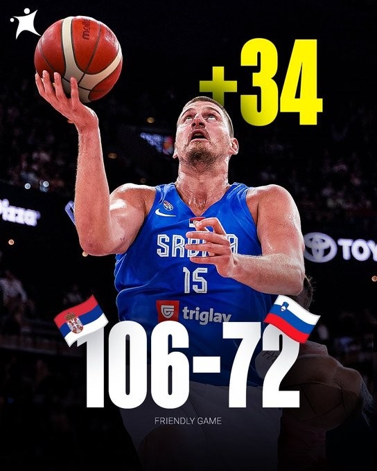 开云-热身赛塞尔维亚106比72大胜斯洛文尼亚 约基奇10分8板 东契奇空砍17分